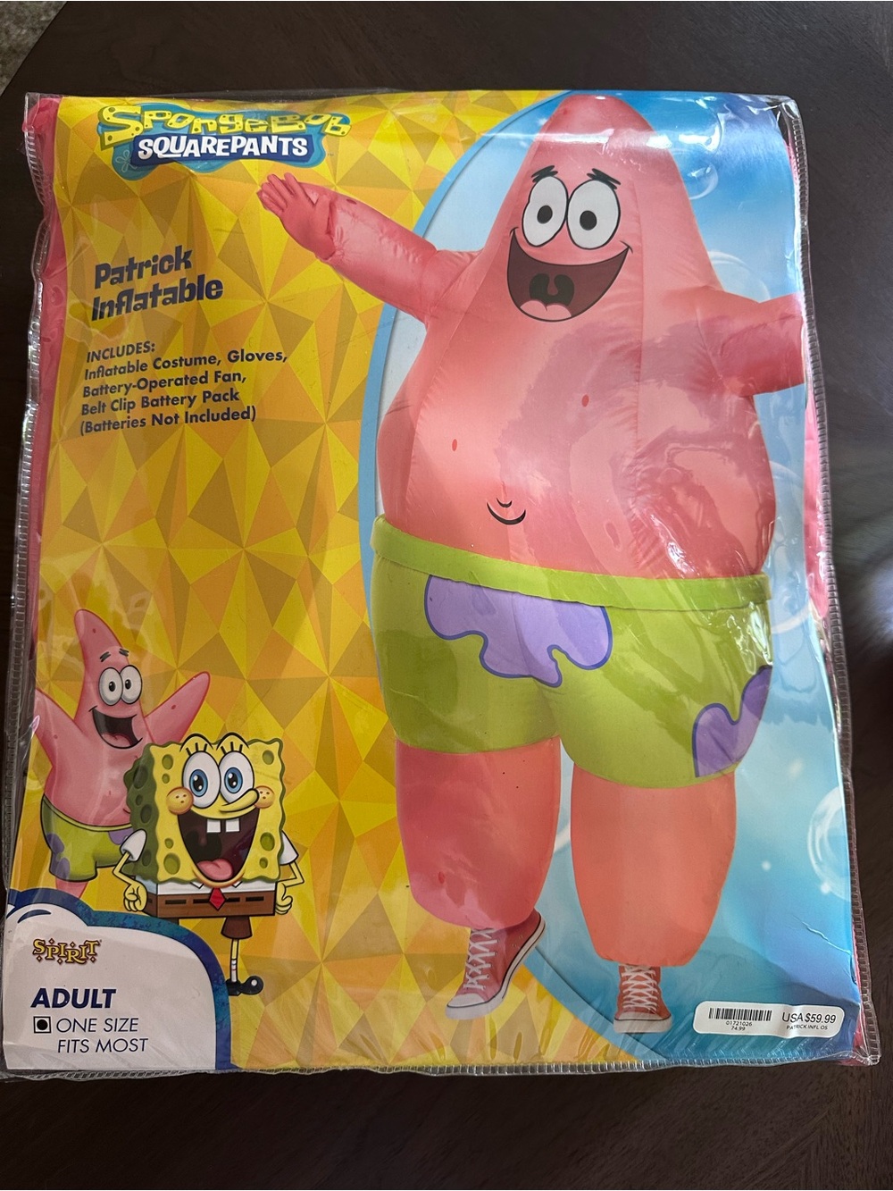 Adult Size SpongeBob SquarePants Spirit Patrick Inflatable Costume O/S - Picture 2 of 5
